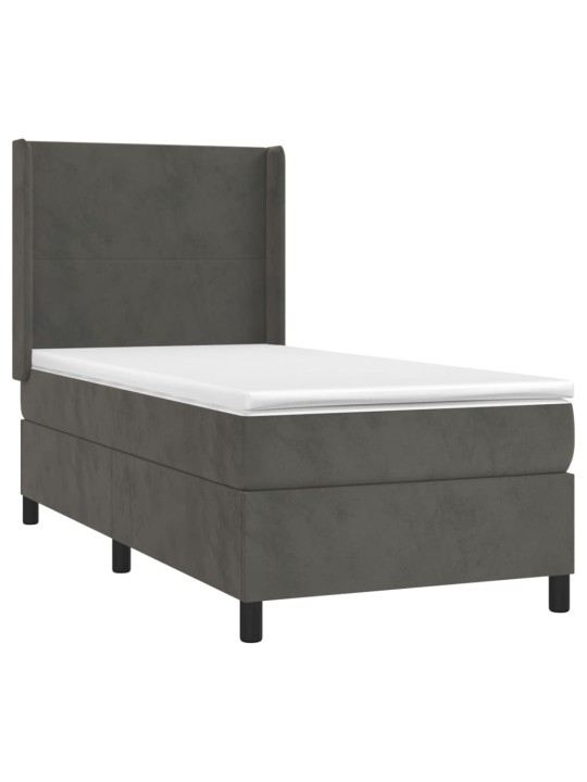 Box spring postel s matrací tmavě šedá 90x200 cm samet