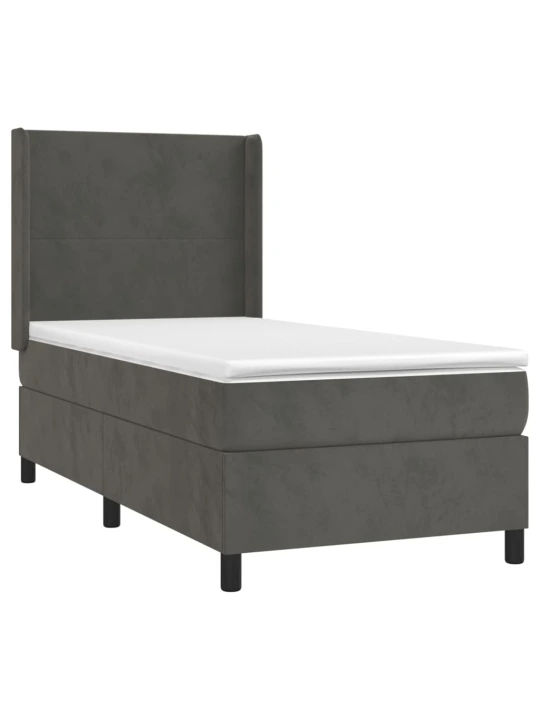 Box spring postel s matrací tmavě šedá 90x200 cm samet