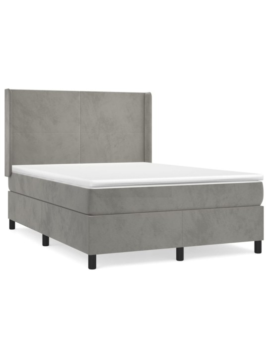 Box spring postel s matrací světle šedá 140x190 cm samet