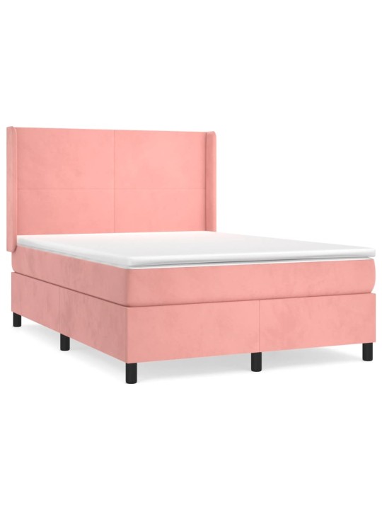 Box spring postel s matrací růžová 140x190 cm samet
