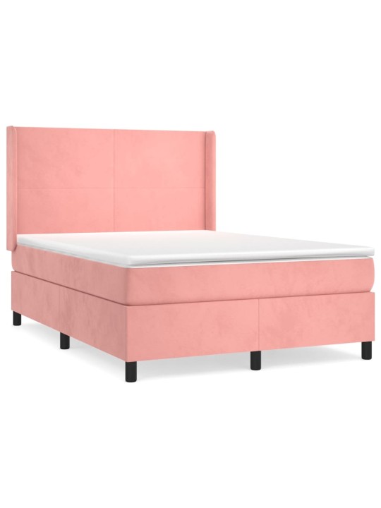 Box spring postel s matrací růžová 140x200 cm samet
