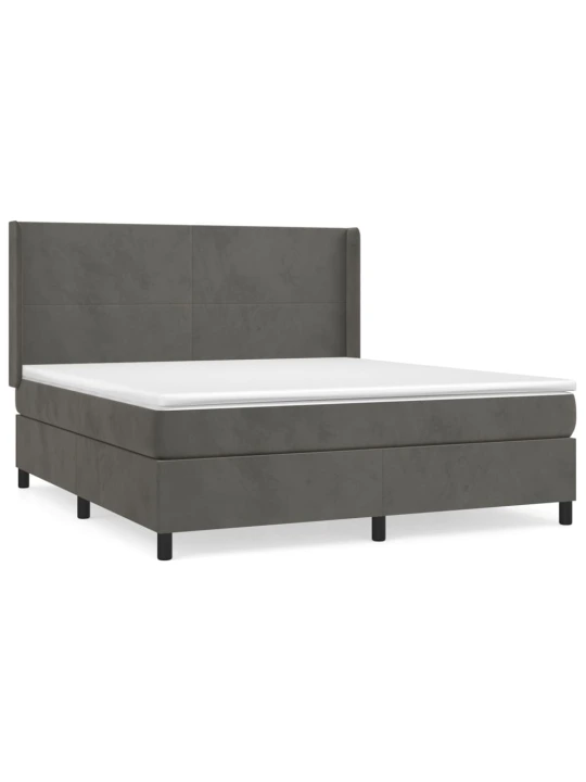 Box spring postel s matrací tmavě šedá 160x200 cm samet