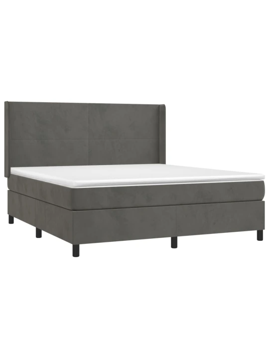 Box spring postel s matrací tmavě šedá 160x200 cm samet