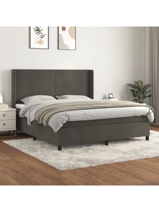 Box spring postel s matrací tmavě šedá 160x200 cm samet