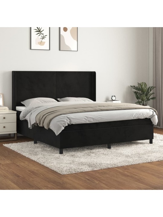 Box spring postel s matrací černá 160x200 cm samet