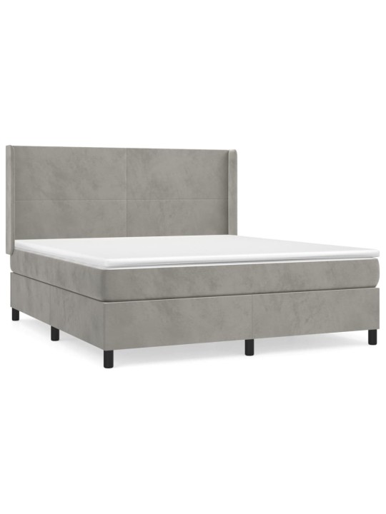 Box spring postel s matrací světle šedá 180x200 cm samet