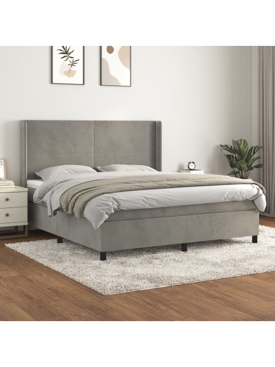 Box spring postel s matrací světle šedá 180x200 cm samet