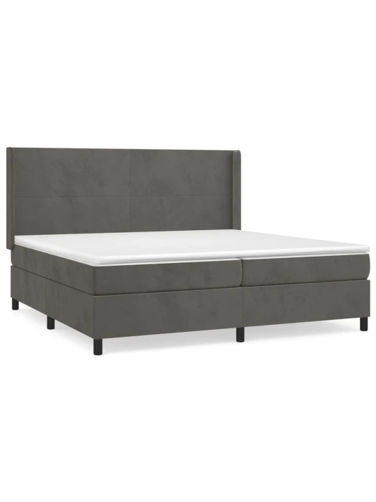 Box spring postel s matrací tmavě šedá 200x200 cm samet