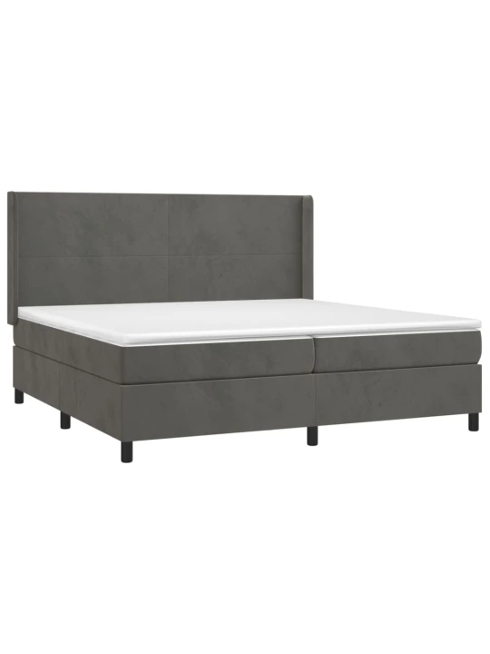 Box spring postel s matrací tmavě šedá 200x200 cm samet