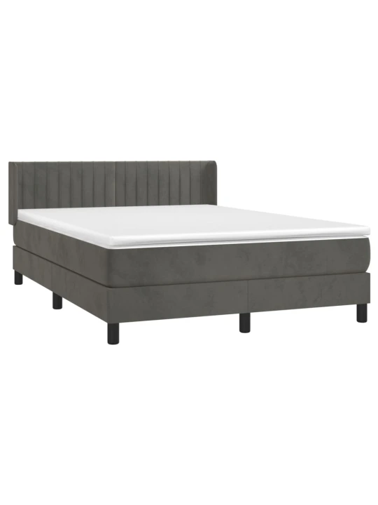 Box spring postel s matrací tmavě šedá 200x200 cm samet