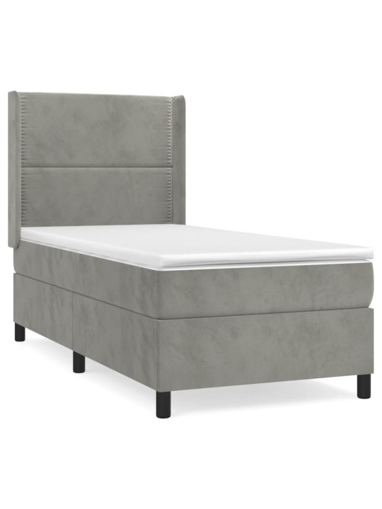 Box spring postel s matrací světle šedá 80 x 200 cm samet