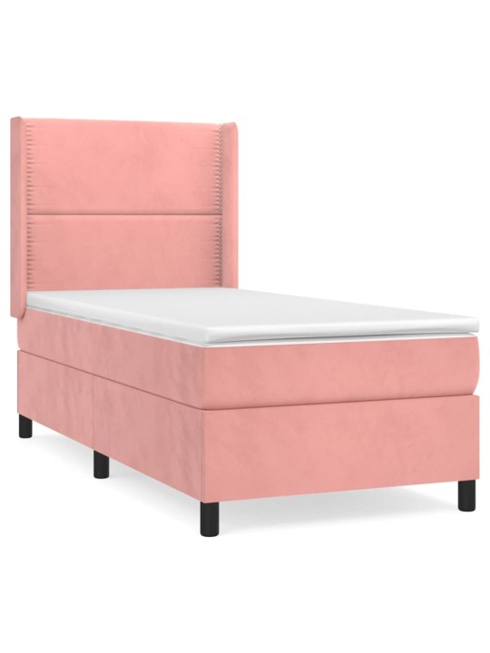 Box spring postel s matrací růžová 80 x 200 cm samet