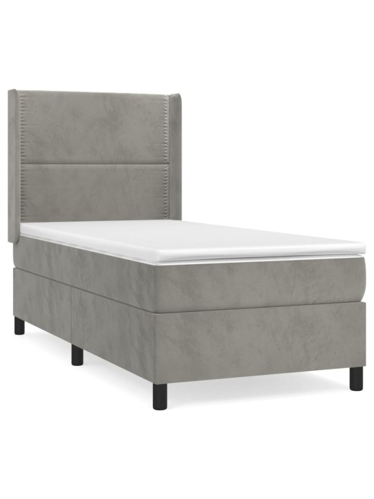 Box spring postel s matrací světle šedá 90x200 cm samet