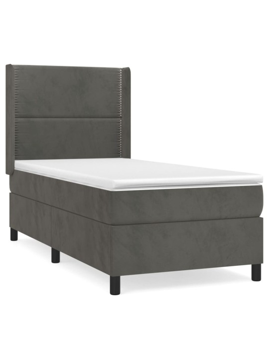 Box spring postel s matrací tmavě šedá 90x200 cm samet