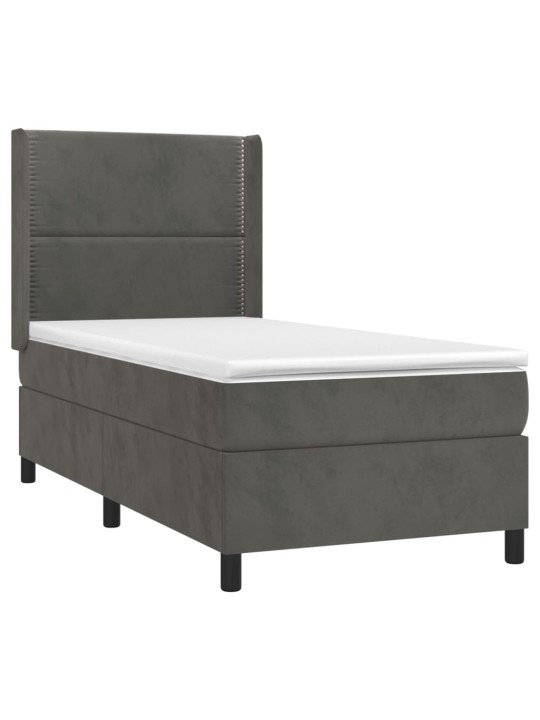 Box spring postel s matrací tmavě šedá 90x200 cm samet