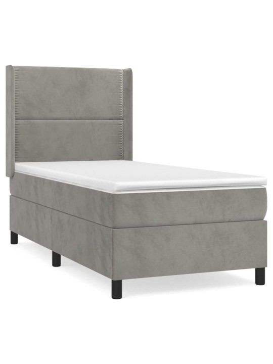 Box spring postel s matrací světle šedá 100x200 cm samet