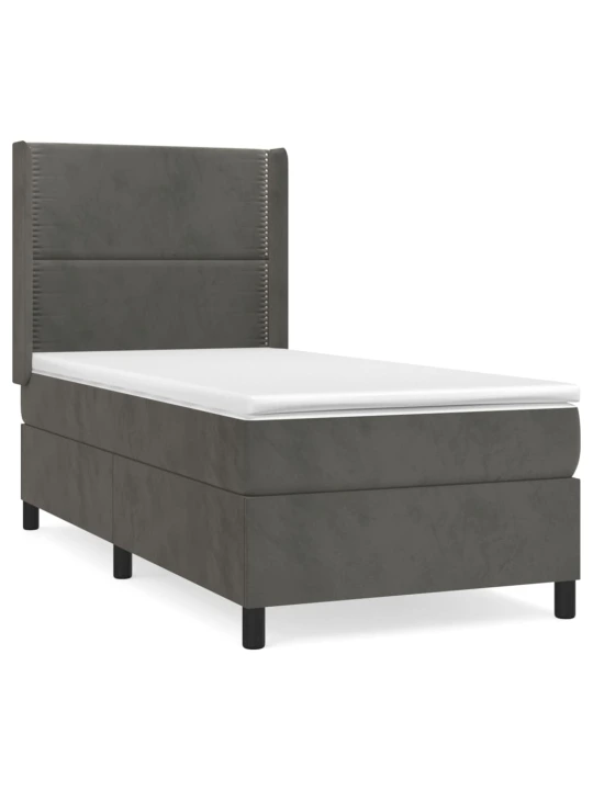 Box spring postel s matrací tmavě šedá 100x200 cm samet