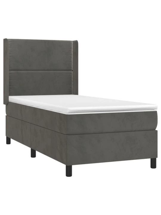 Box spring postel s matrací tmavě šedá 100x200 cm samet