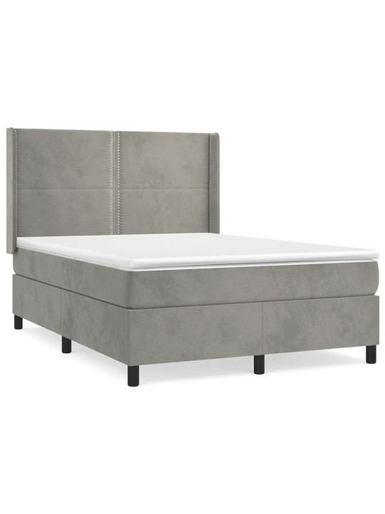 Box spring postel s matrací světle šedá 140x190 cm samet