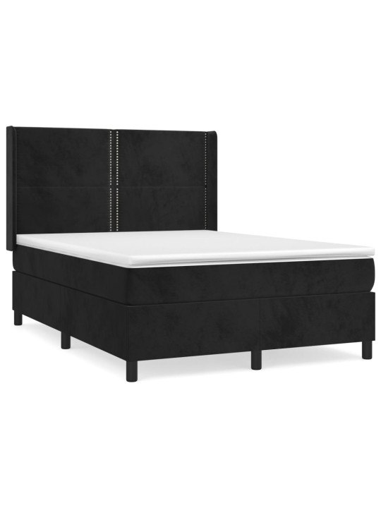 Box spring postel s matrací černá 140 x 190 cm samet