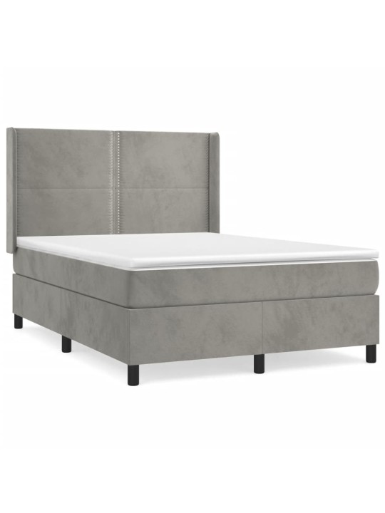 Box spring postel s matrací světle šedá 140x200 cm samet