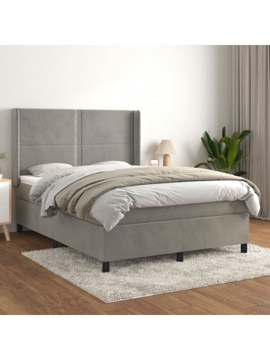 Box spring postel s matrací světle šedá 140x200 cm samet