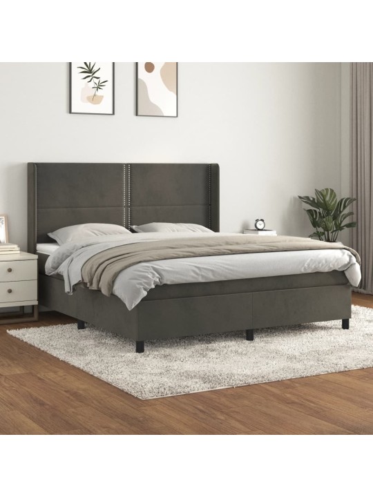 Box spring postel s matrací tmavě šedá 160x200 cm samet