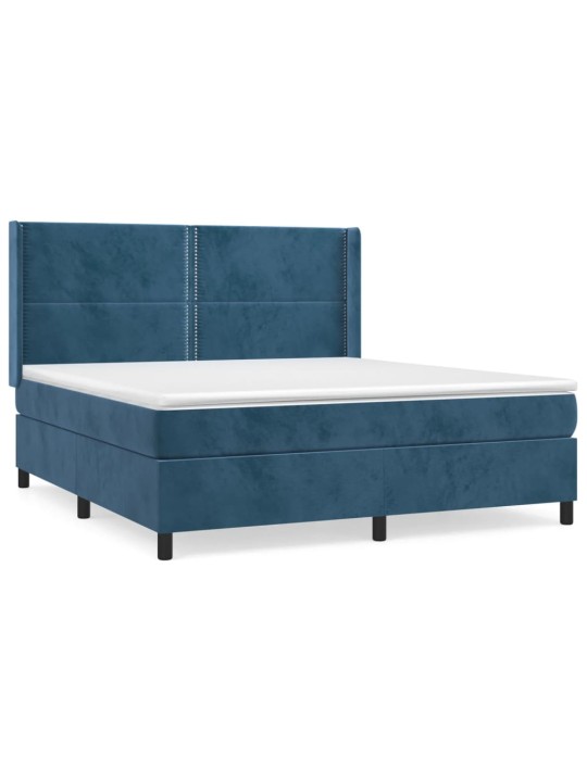 Box spring postel s matrací tmavě modrá 180x200 cm samet