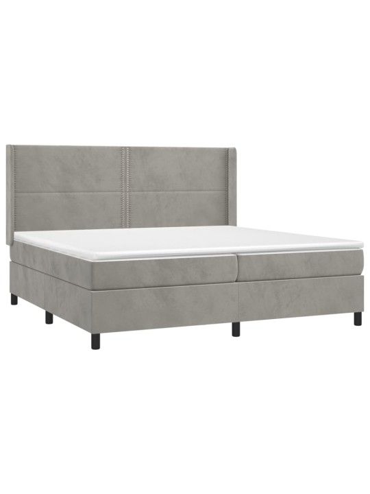 Box spring postel s matrací světle šedá 200x200 cm samet