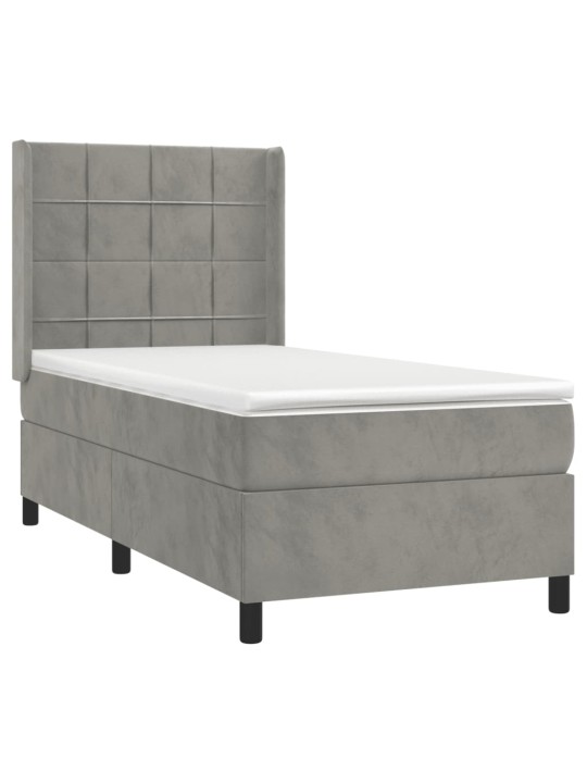 Box spring postel s matrací světle šedá 90x190 cm samet