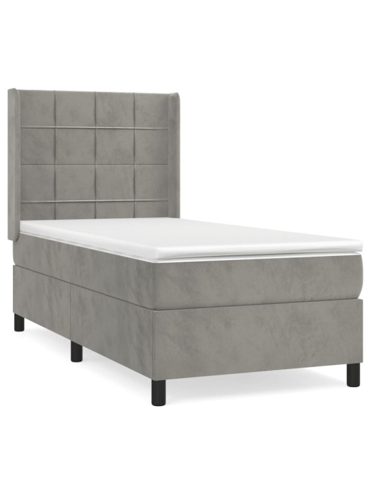 Box spring postel s matrací světle šedá 90x200 cm samet