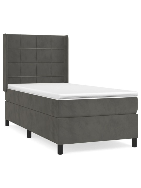 Box spring postel s matrací tmavě šedá 90x200 cm samet