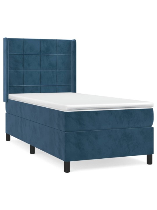 Box spring postel s matrací tmavě modrá 100x200 cm samet