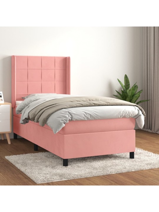 Box spring postel s matrací růžová 100x200 cm samet