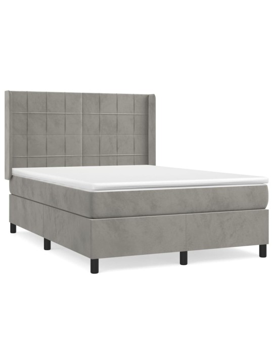 Box spring postel s matrací světle šedá 140x190 cm samet