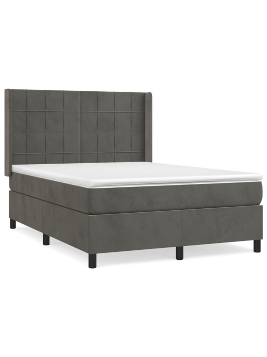 Box spring postel s matrací tmavě šedý 140 x 190 cm samet