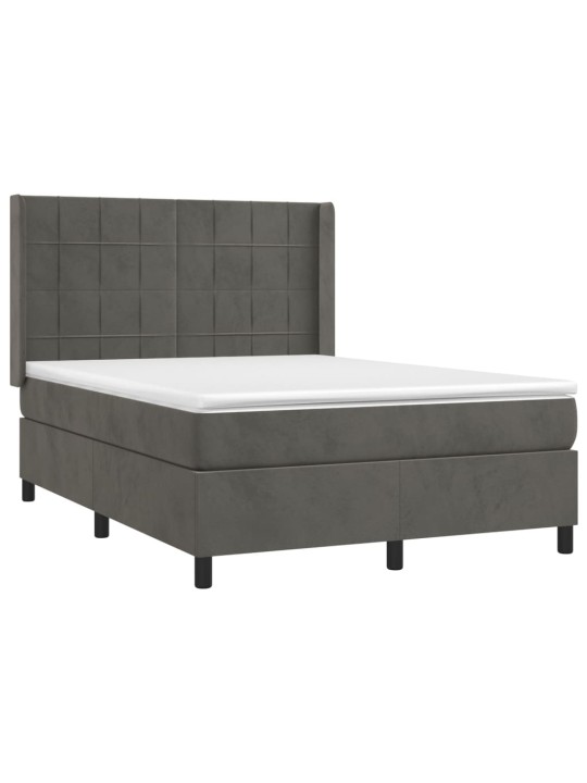 Box spring postel s matrací tmavě šedý 140 x 190 cm samet