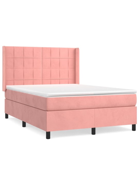 Box spring postel s matrací růžová 140x190 cm samet