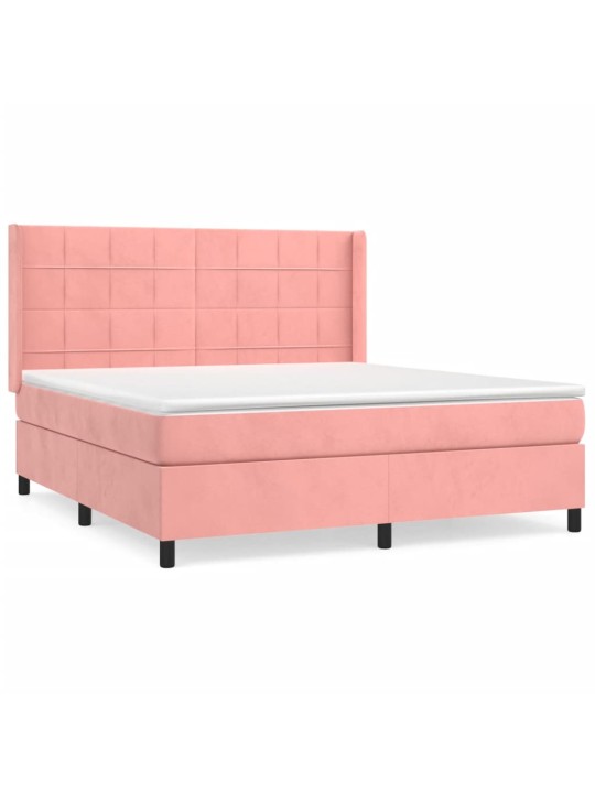Box spring postel s matrací růžová 160x200 cm samet