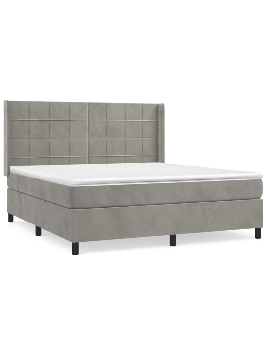 Box spring postel s matrací světle šedá 180x200 cm samet