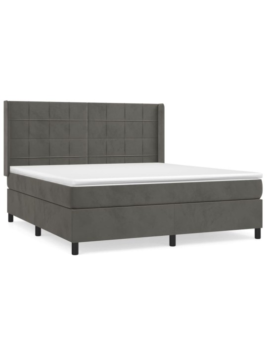 Box spring postel s matrací tmavě šedá 180x200 cm samet
