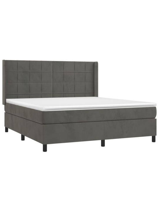 Box spring postel s matrací tmavě šedá 180x200 cm samet