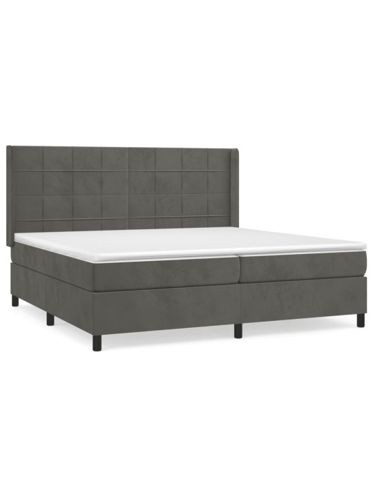Box spring postel s matrací tmavě šedá 200x200 cm samet