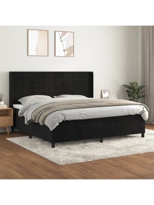 Box spring postel s matrací černá 200x200 cm samet