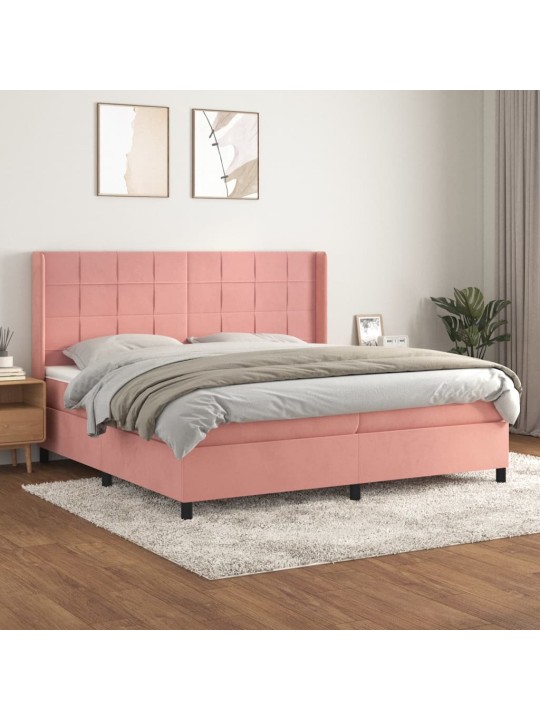 Box spring postel s matrací růžová 200x200 cm samet
