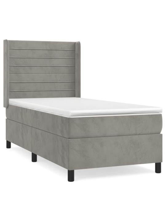 Box spring postel s matrací světle šedá 90x200 cm samet