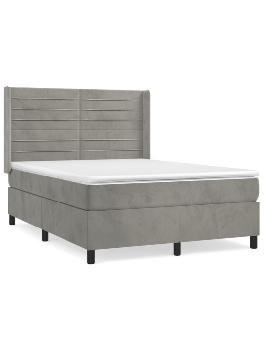 Box spring postel s matrací světle šedá 140x190 cm samet