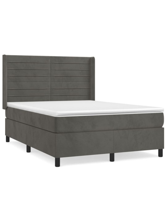Box spring postel s matrací tmavě šedý 140 x 190 cm samet
