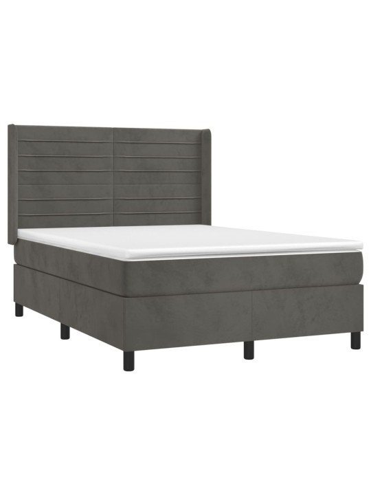 Box spring postel s matrací tmavě šedý 140 x 190 cm samet