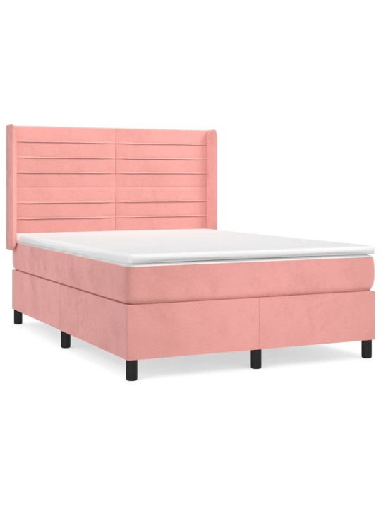 Box spring postel s matrací růžová 140x190 cm samet